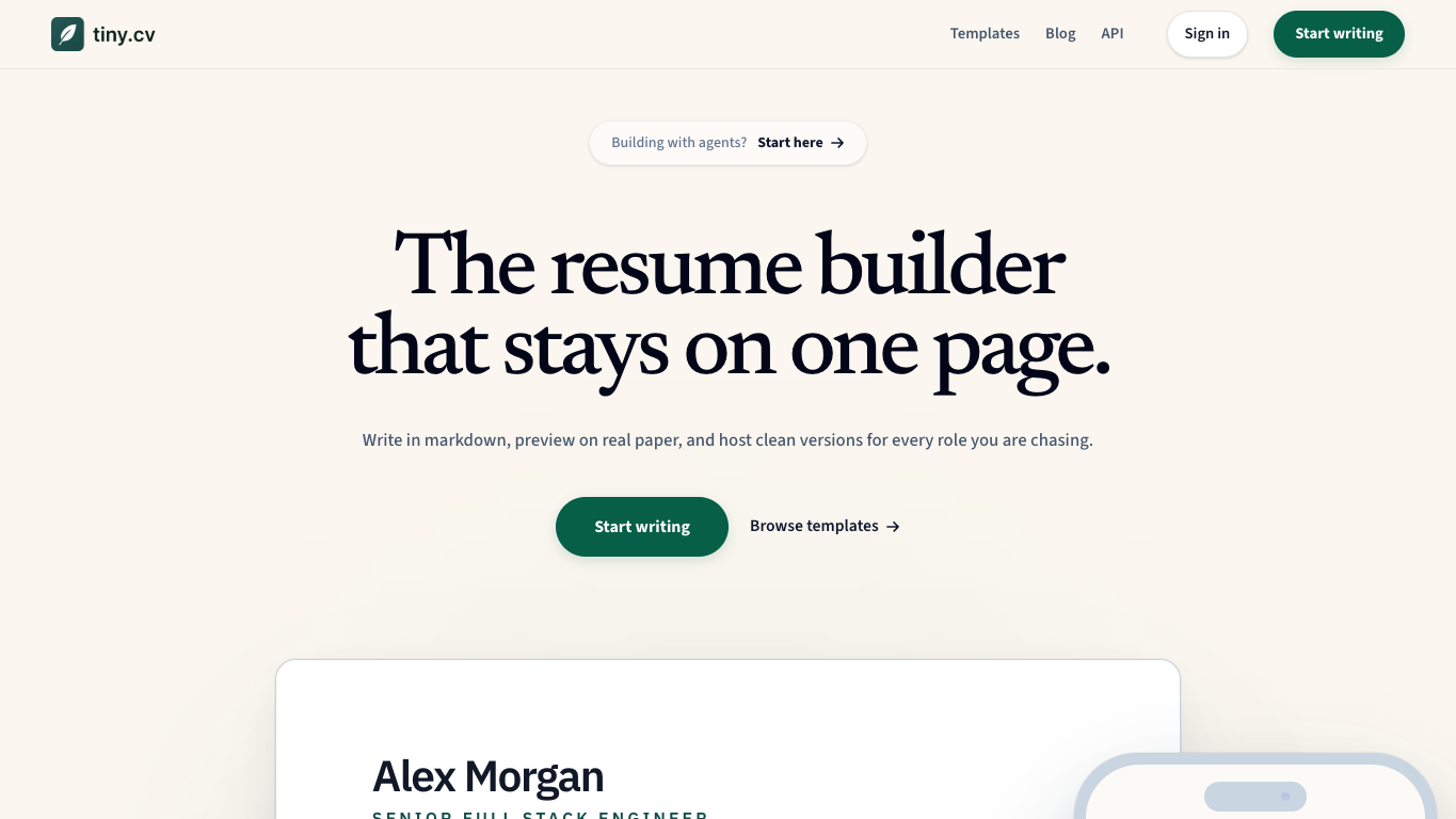 Tiny CV screenshot